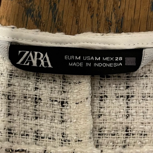 ZARA Bouclé Crop Top with 3/4 Balloon Sleeves – Size M - Picture 2 of 8